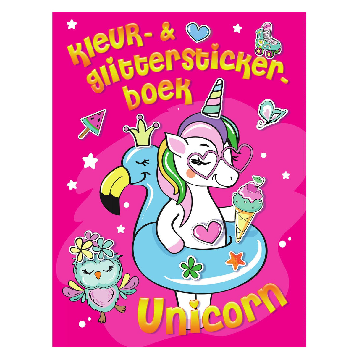 Kleur- Glitter Stickerboek Unicorn