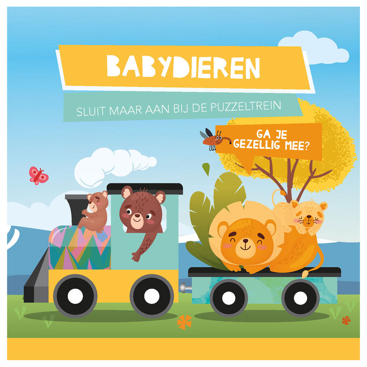 Lantaarn publishers boek en puzzeltrein babydieren