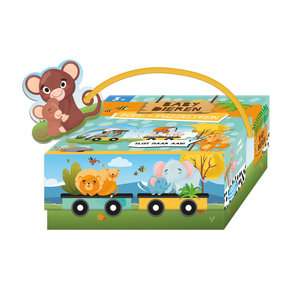 Lantaarn publishers boek en puzzeltrein babydieren