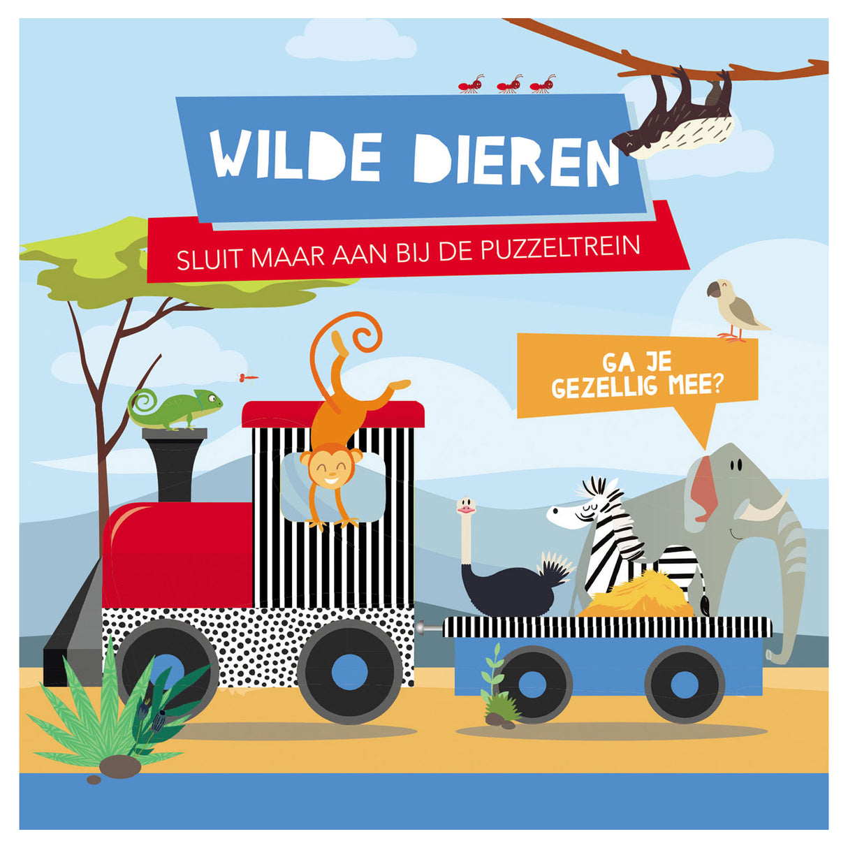 Lantaarn publishers boek en puzzeltrein wilde dieren