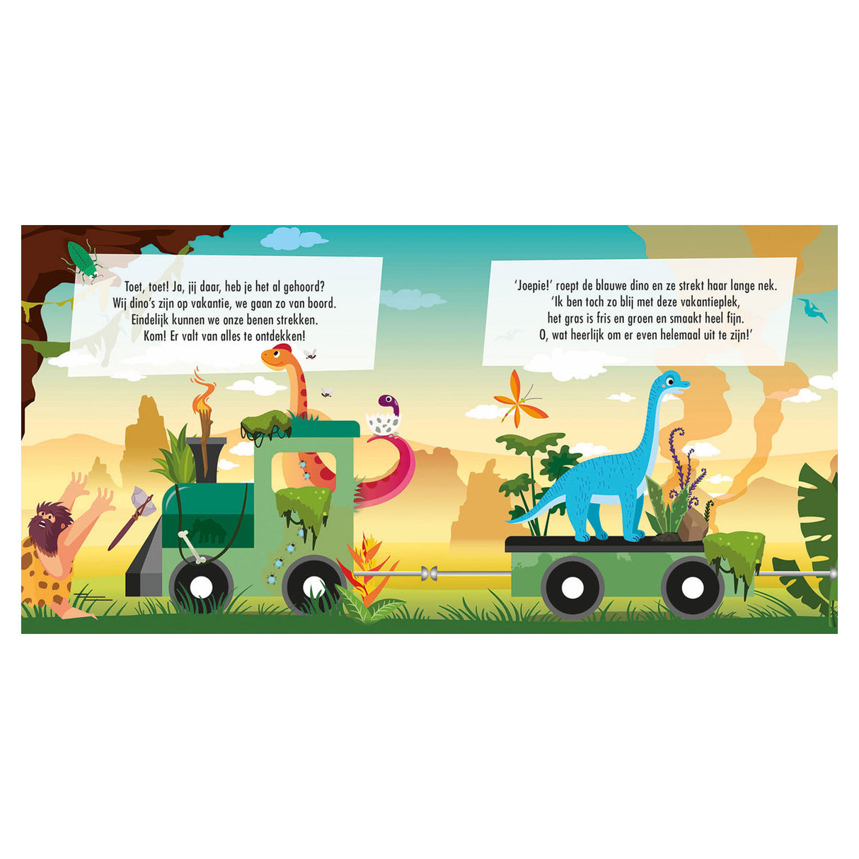 Boek en puzzeltrein dino's
