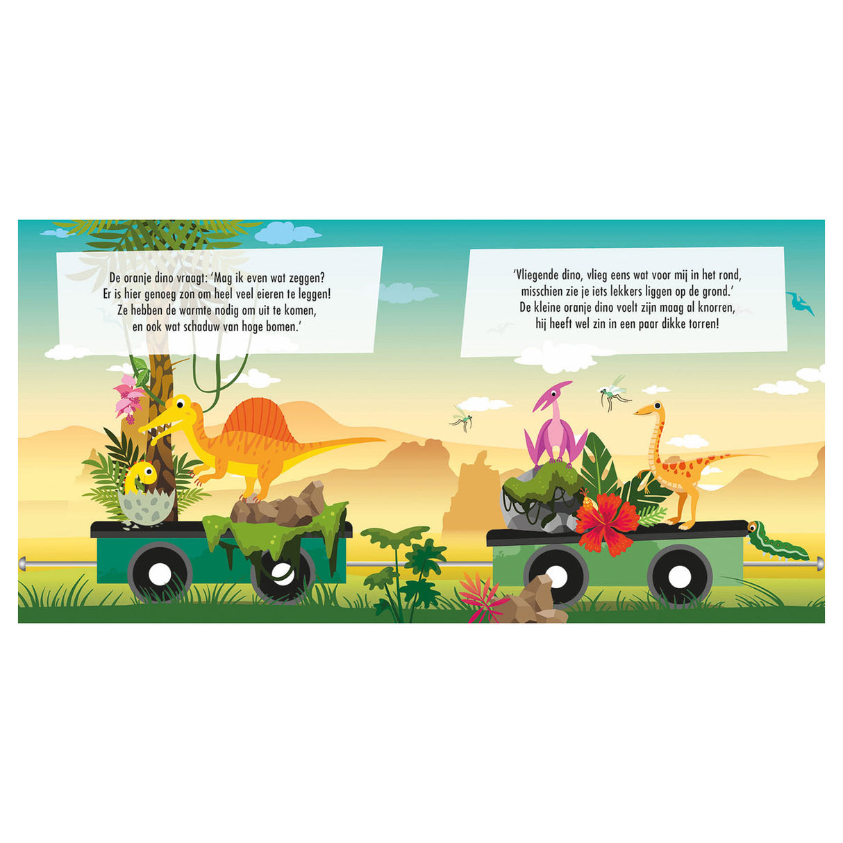 Boek en puzzeltrein dino's