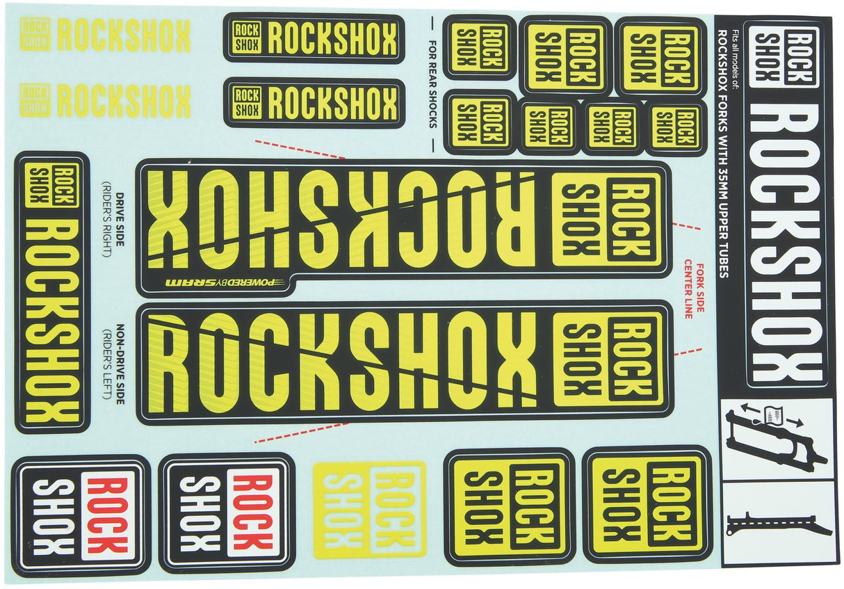 Rockshox decor set decal set yellow