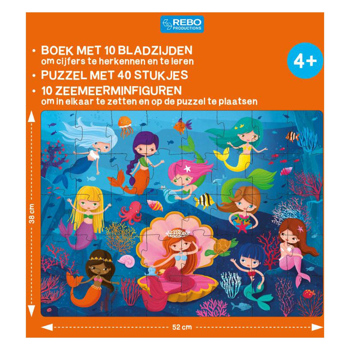 Rebo uitgevers boek, puzzel + 10 figuren - zeemeermin