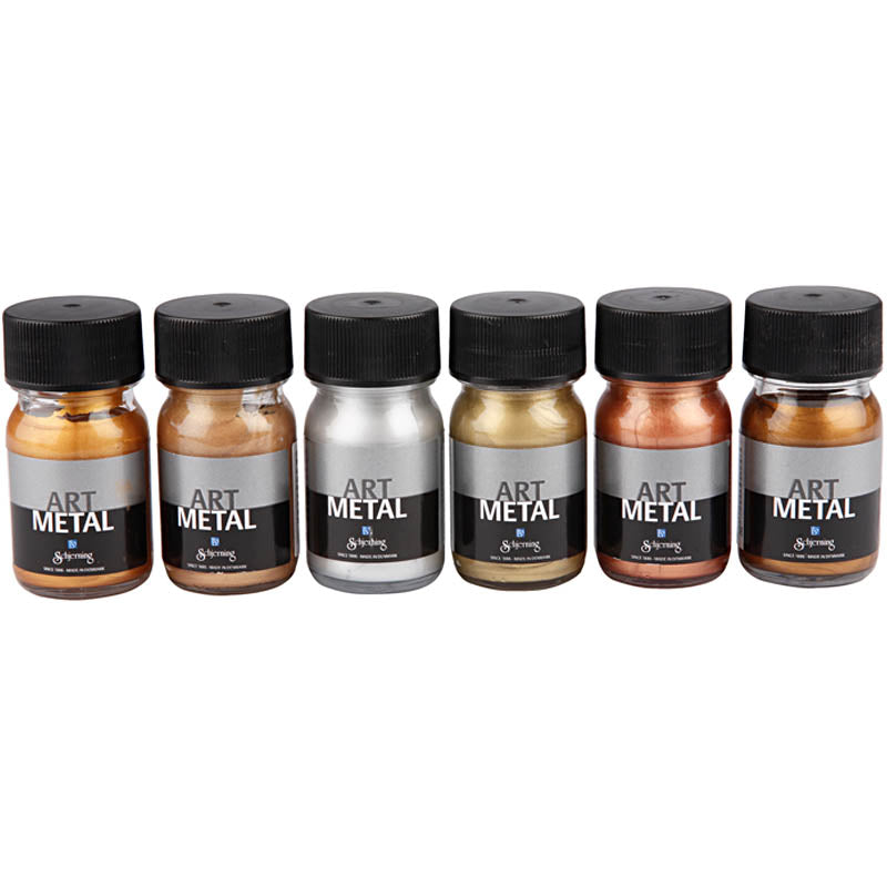 Creativ company hobbyverf metallic, afm 5102, 5104, 5106, 5108, 5109, 5110, metallic kleuren, 6x30 ml 1 doos