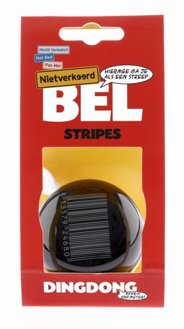 Nv ding dong bel 60mm stipes zwart met barcodekaart