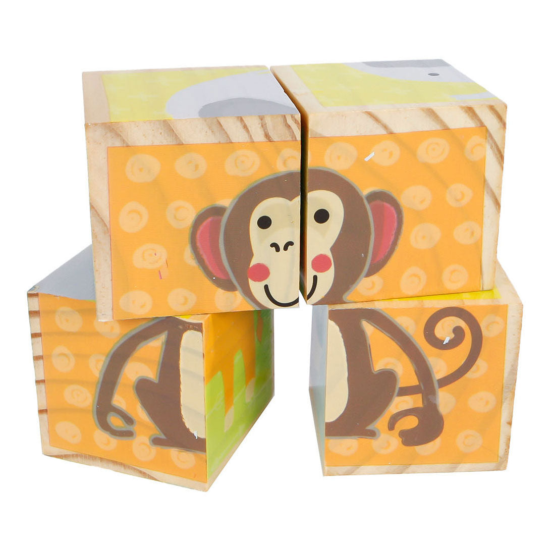 Houten blokpuzzel dieren fsc, 4st.
