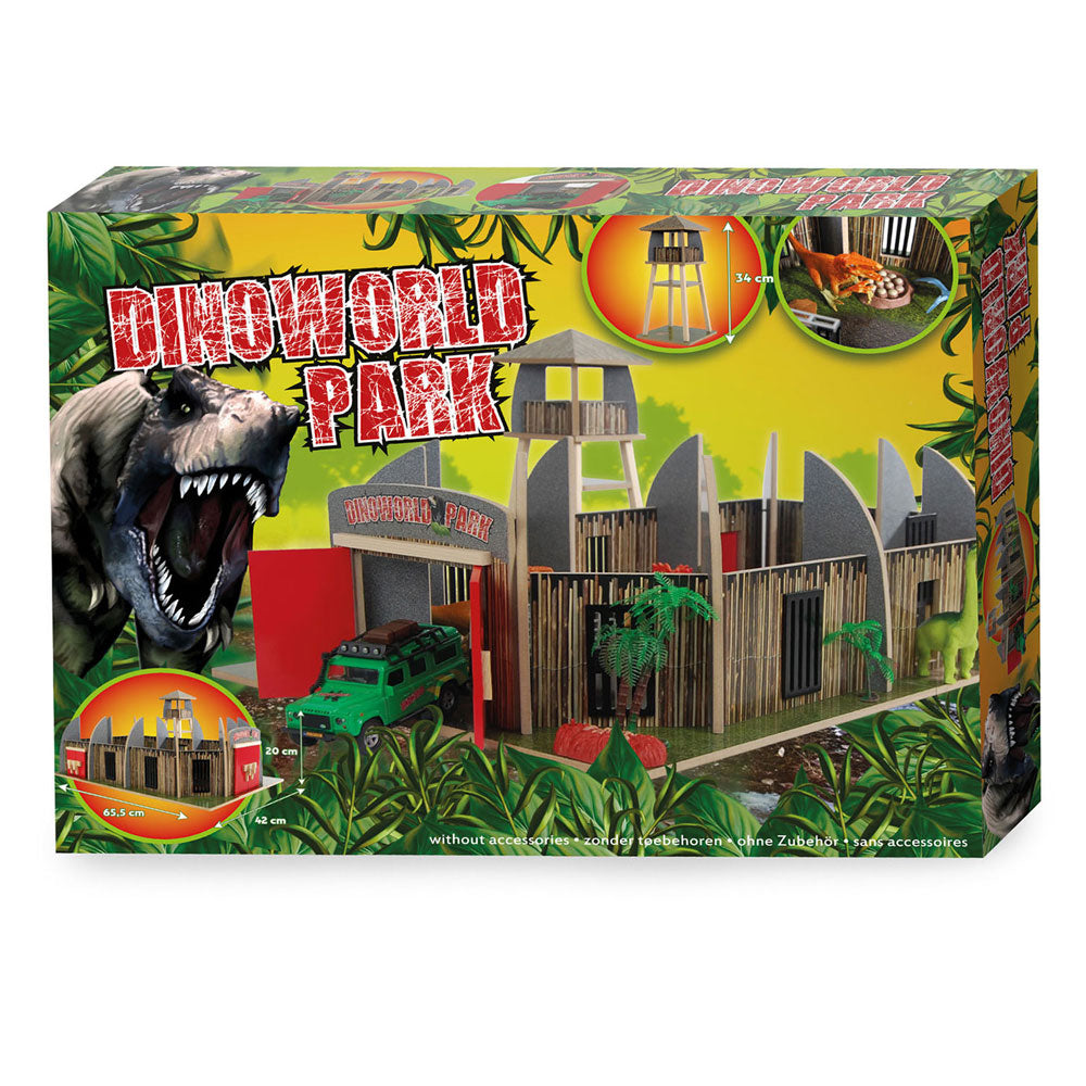 Dinoworld houten dinosaurus park met uitkijktoren speelset