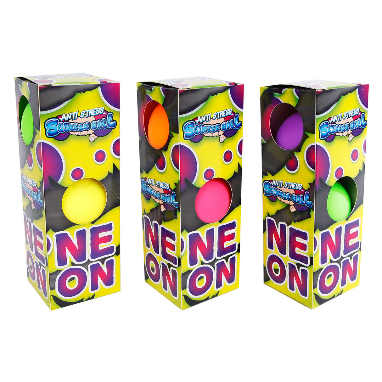 Squeezeballetjes neon 5cm, 3st.