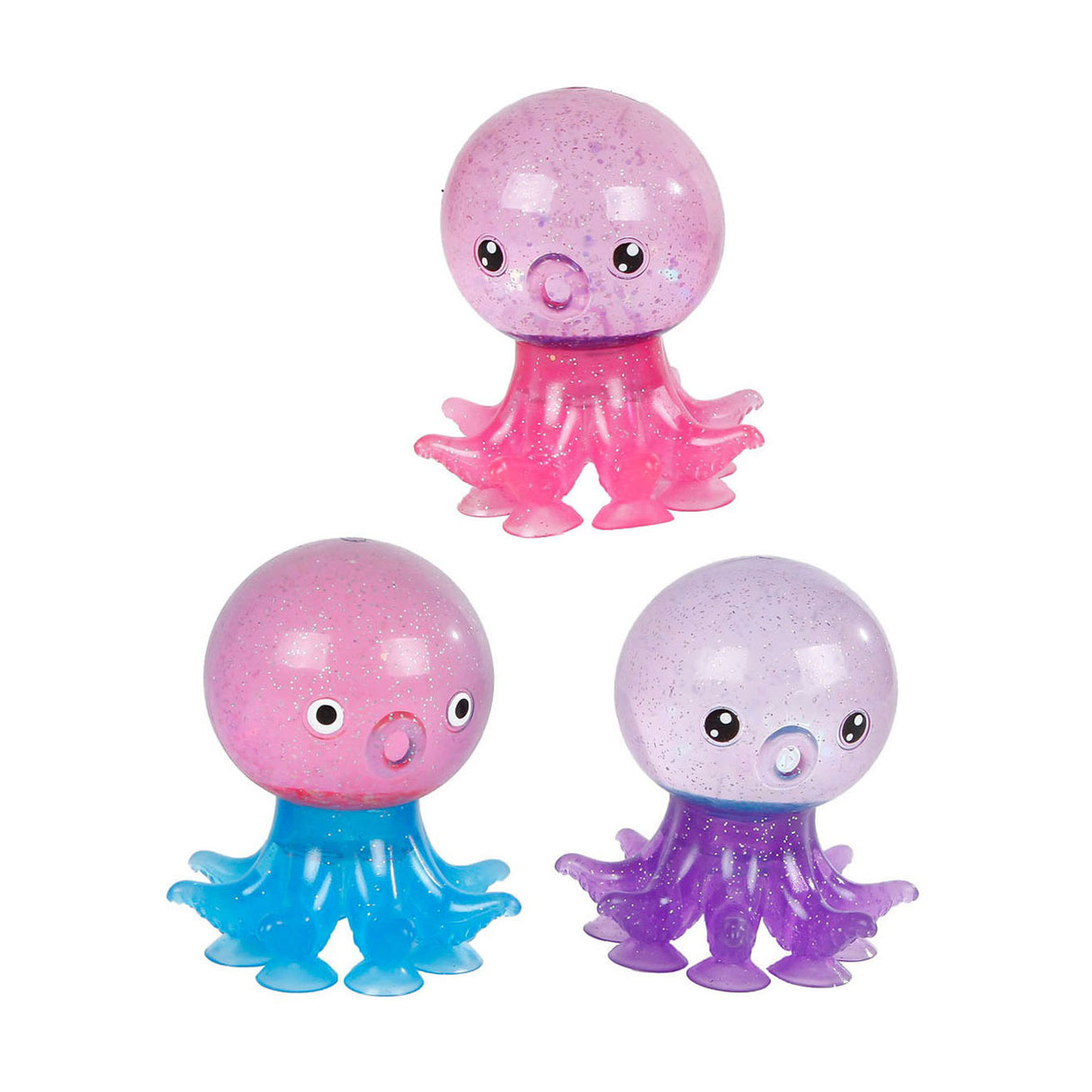 Destination deep octopus glitterknijpbal met zuignappen
