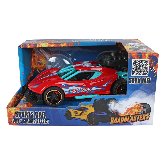 Roadblasters pull-back raceauto met rook, licht en geluid