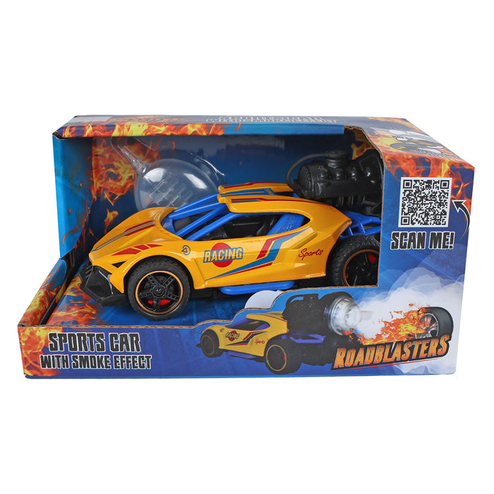Roadblasters pull-back raceauto met rook, licht en geluid