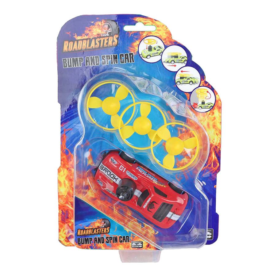 Roadstarblasters stoot en spin stuntauto die-cast met pull back functie.