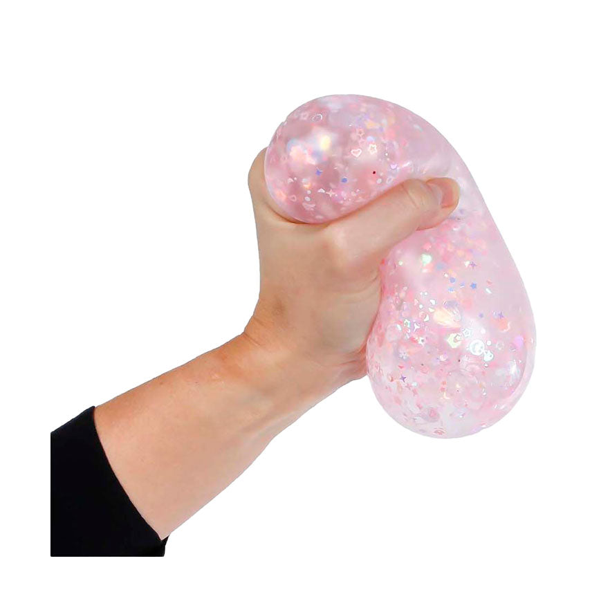 Glamour mega squeeze knijpbal bloem en glitter, 9cm