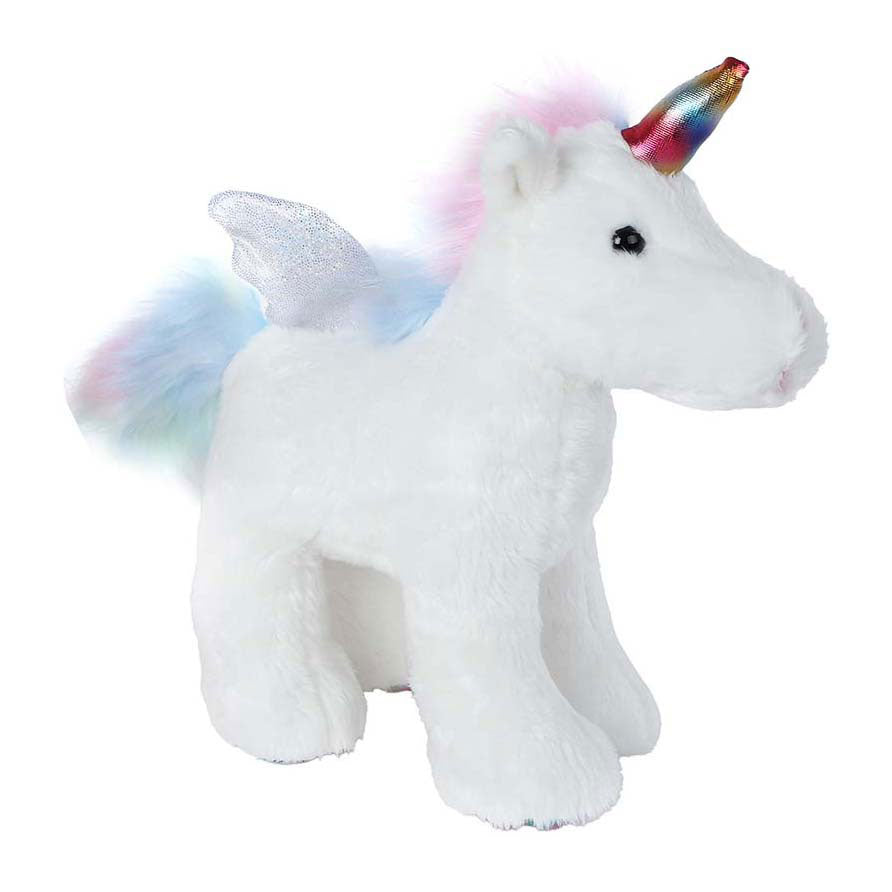 Eehoorn staande pluche knuffel wit, 18cm