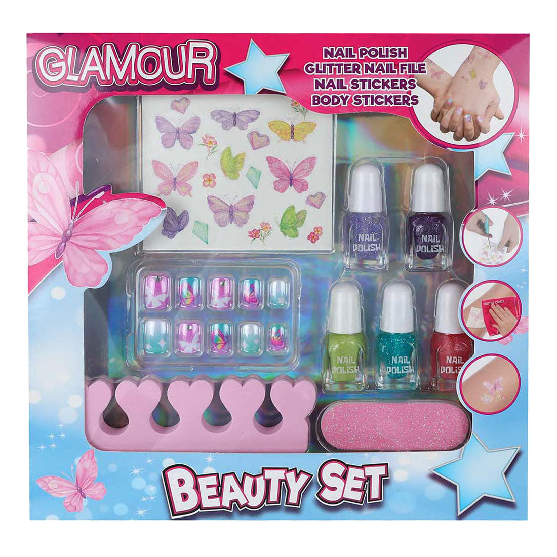 Glamour beauty nagellakset met nagelstickers