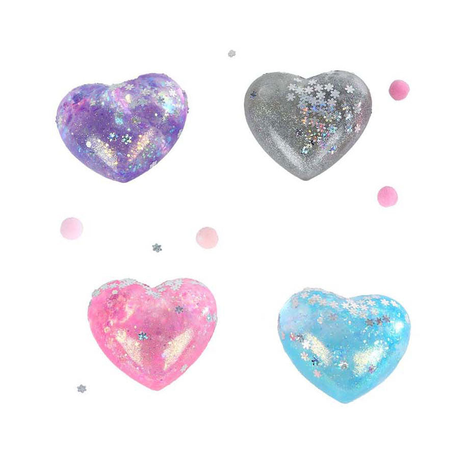 Knijpbal hart met glitter
