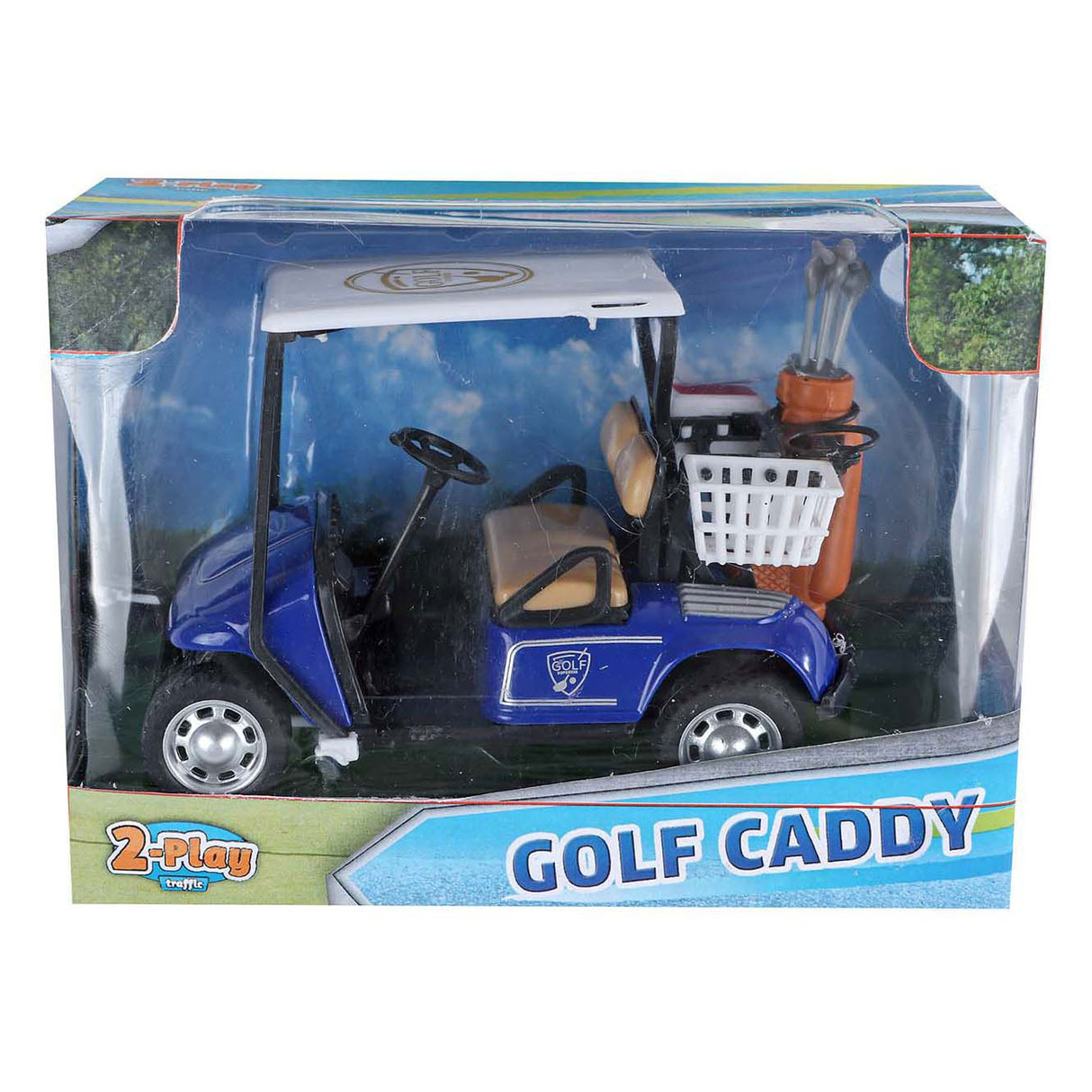 2-play golf caddy met golfclubs
