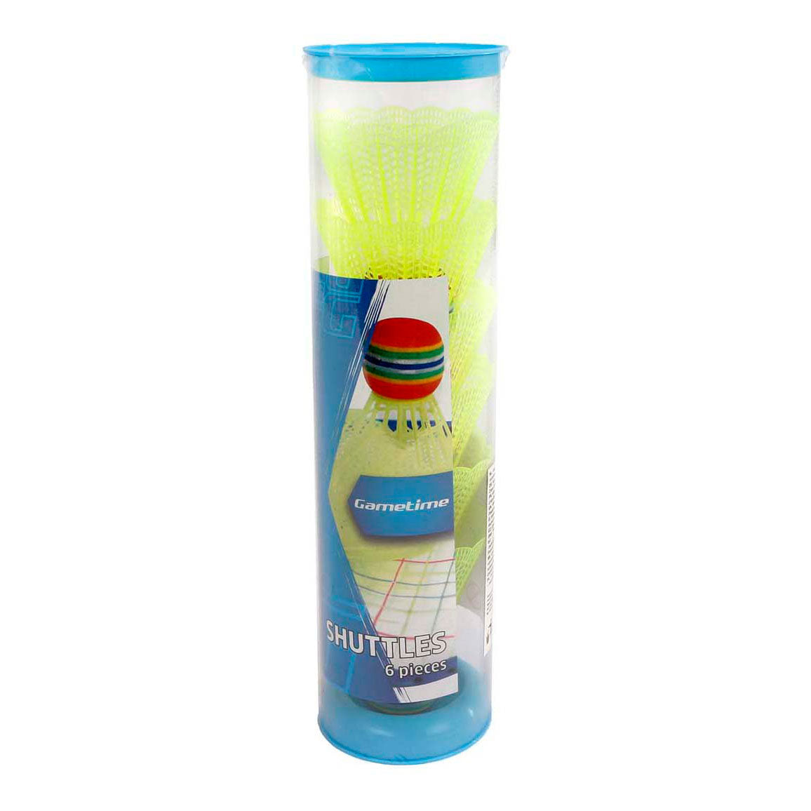 Gametime nylon shuttle geel met foam kop 6st.