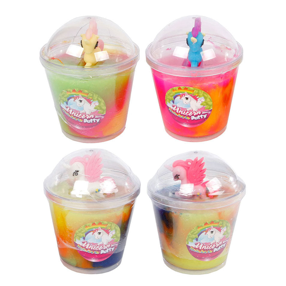 Eenhoorn regenboogputty met figuur.