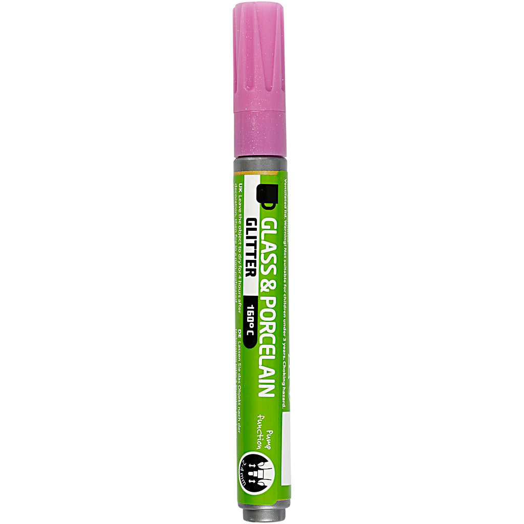 Creativ company glas- en porseleinstift glitter semi-dekkend - roze