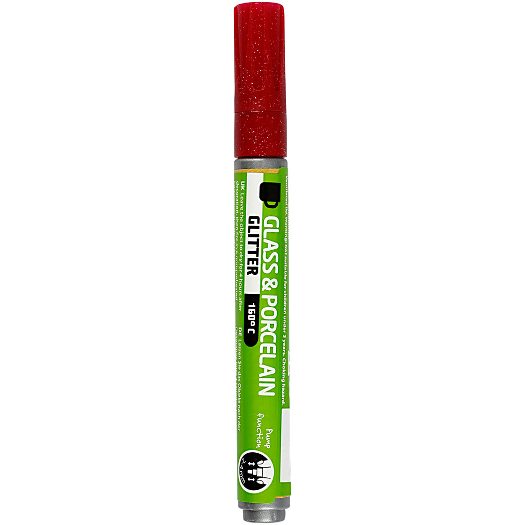 Creativ company glas- en porseleinstift glitter semi-dekkend - donkerrood