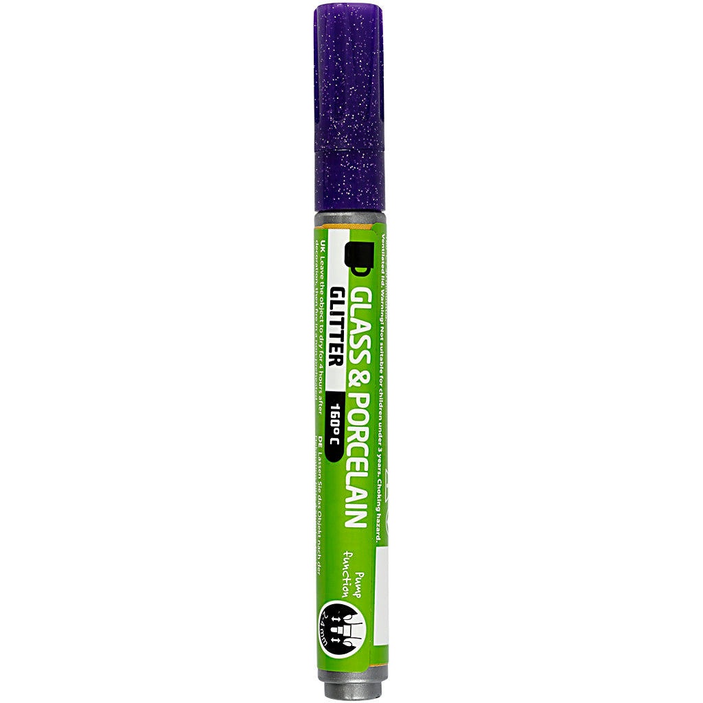 Creativ company glas- en porseleinstift glitter semi-dekkend - violet