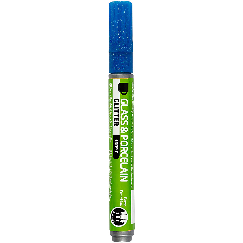 Creativ company glas- en porseleinstift glitter semi-dekkend - blauw