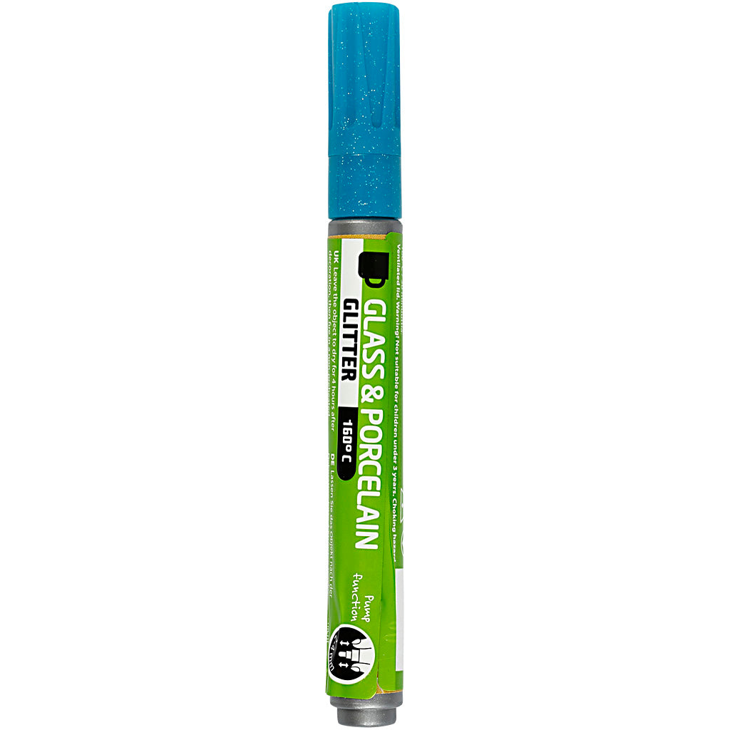 Creativ company glas- en porseleinstift glitter semi-dekkend - turquoise