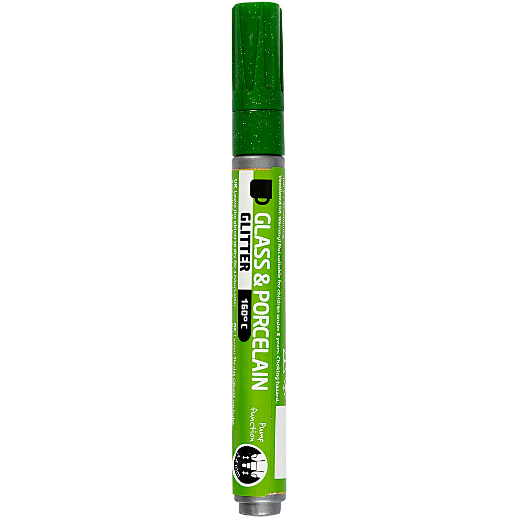 Creativ company glas- en porseleinstift glitter semi-dekkend - lichtgroen