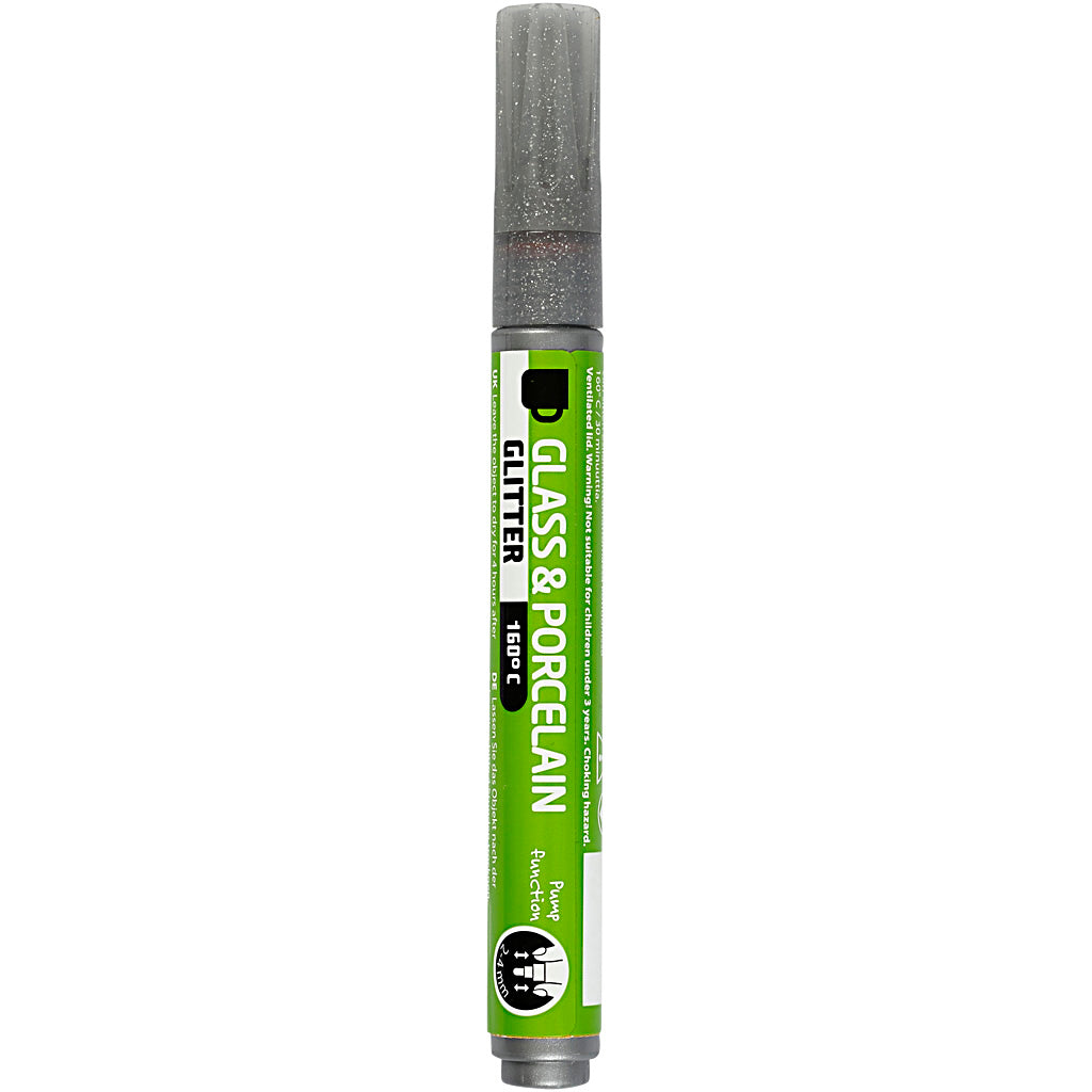 Creativ company glas- en porseleinstift glitter semi-dekkend - grijs