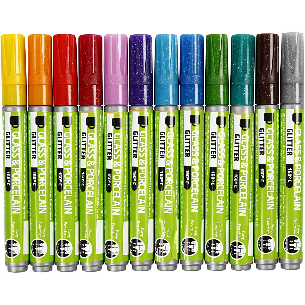 Kreul glas- porseleinstiften, lijndikte 2-4 mm, semi-dekkend, diverse kleuren, 72 stuk 1 doos