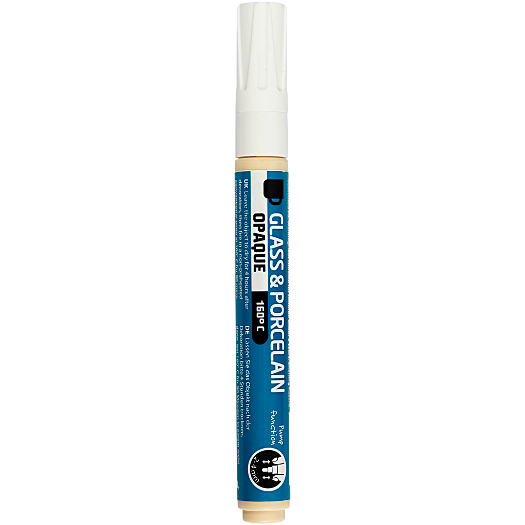 Creativ company glas- en porseleinstift, lijndikte 2-4 mm, dekkend, wit, 1 stuk