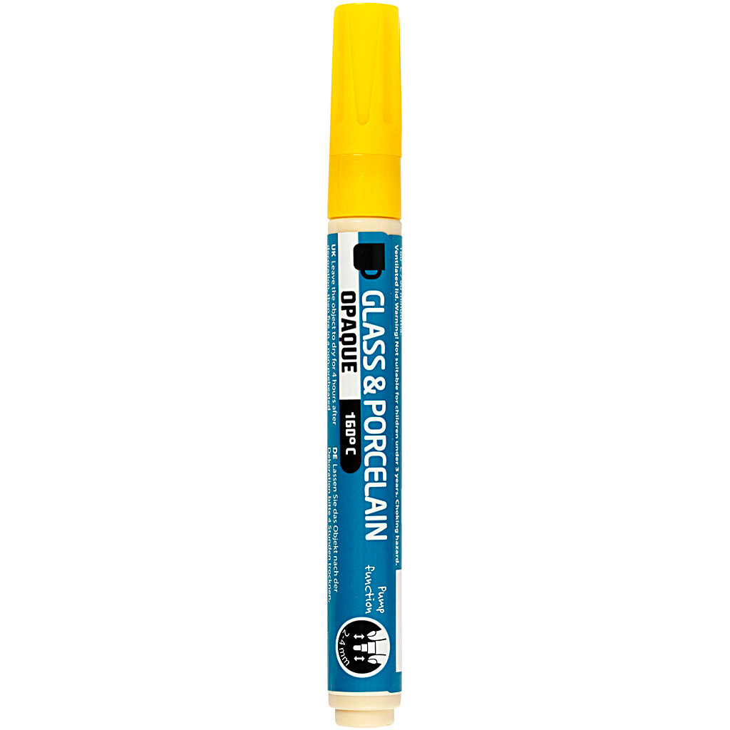Creativ company glas- en porseleinstift, lijndikte 2-4 mm, dekkend, geel, 1 stuk