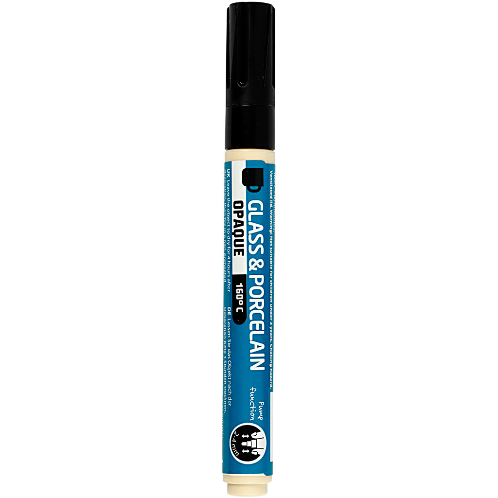 Creativ company glas- en porseleinstift, lijndikte 2-4 mm, dekkend, zwart, 1 stuk