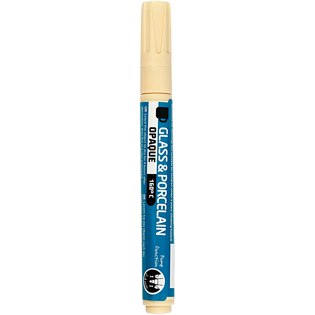 Creativ company glas- en porseleinstift, lijndikte 2-4 mm, dekkend, crème, 1 stuk