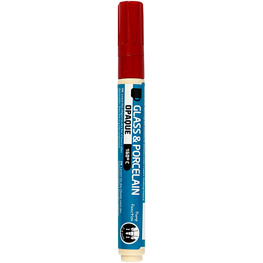 Creativ company glas- en porseleinstift, lijndikte 2-4 mm, dekkend, donkerrood, 1 stuk