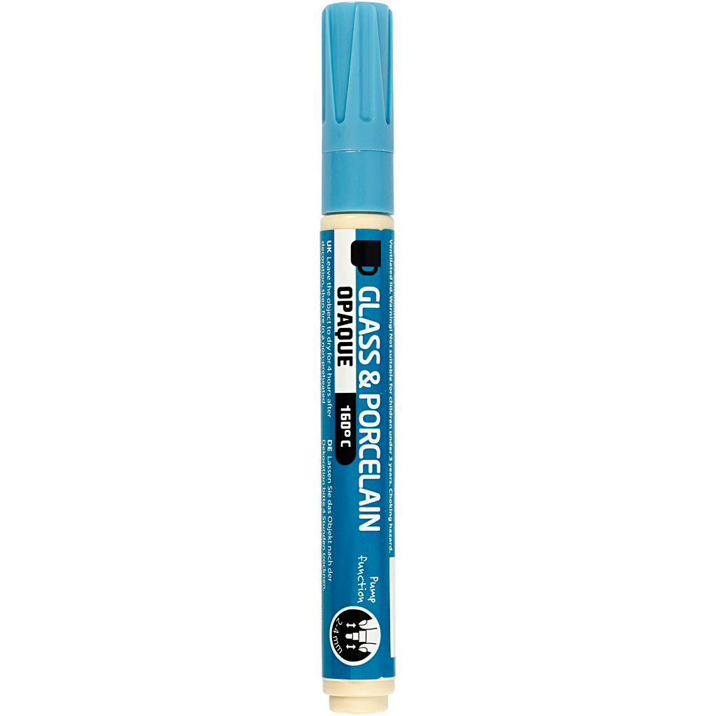 Creativ company glas- en porseleinstift, lijndikte 2-4 mm, dekkend, lichtblauw, 1 stuk