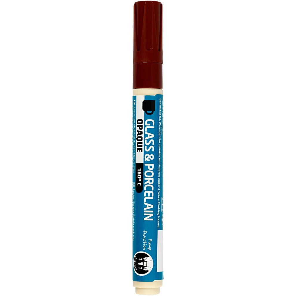 Creativ company glas- en porseleinstift, lijndikte 2-4 mm, dekkend, bruin, 1 stuk