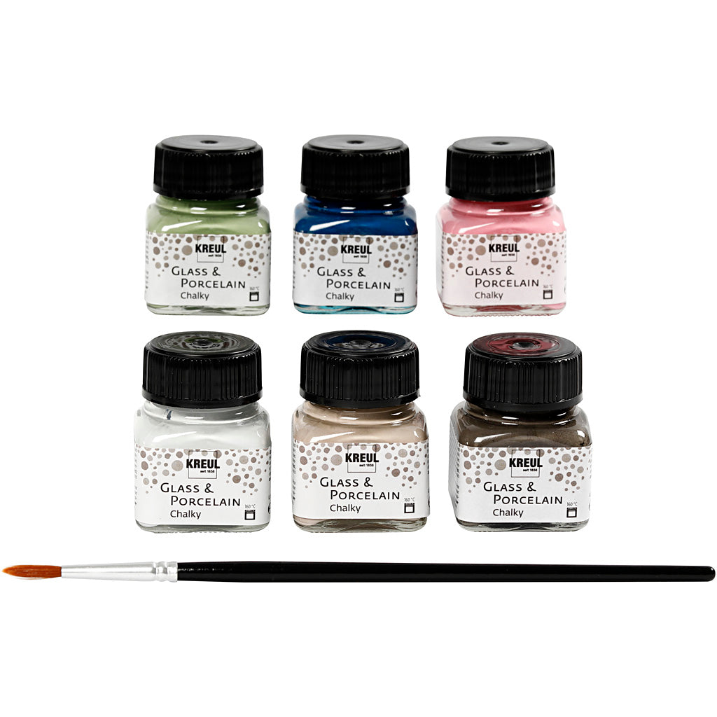 Creativ company glas- en porseleinverf, diverse kleuren, 6x20 ml 1 doos