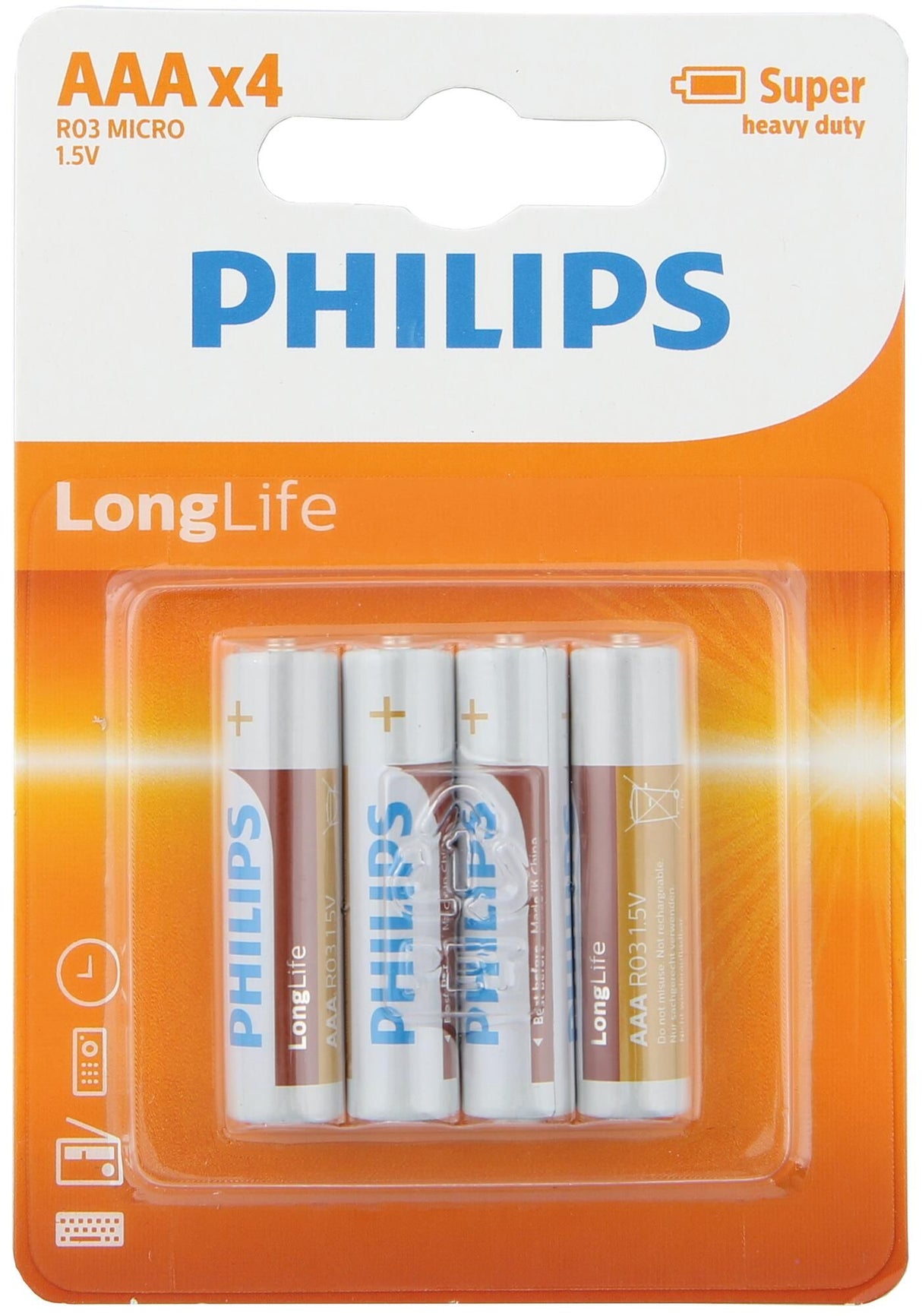 Philips r03 longlife aaa batterij 4 stuks