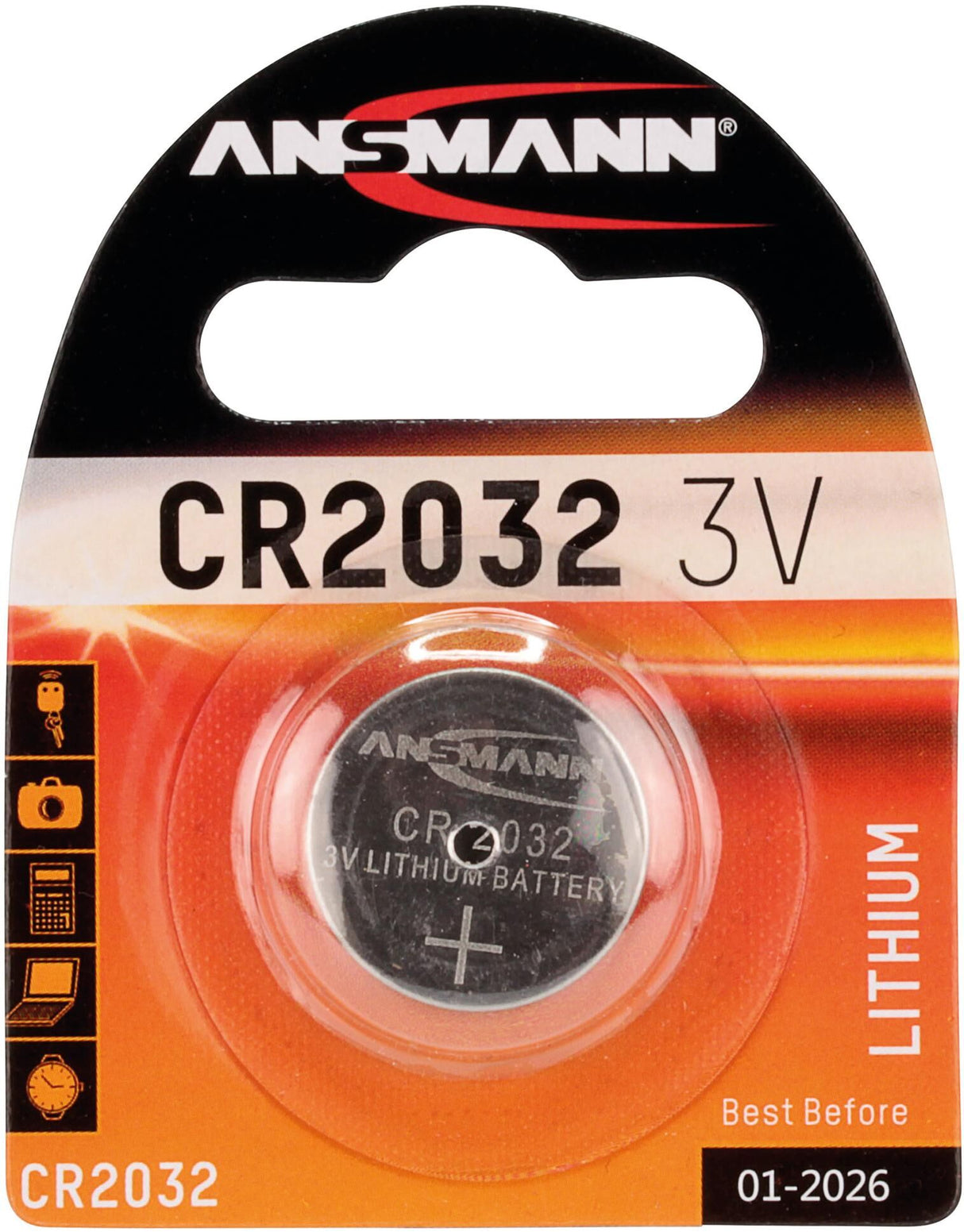 Ansmann knoopcel lithium coin cell ansmann cr2032, 3v