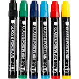 Creativ company glas- en porseleinstiften, lijndikte 1-3 mm, semi-dekkend, 6 stuk 1 doos