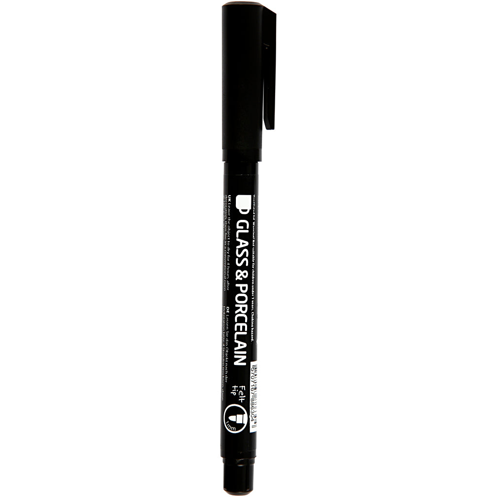 Contourstift voor glas en porselein, lijndikte 1-3 mm, semi-dekkend, zwart, 1 stuk