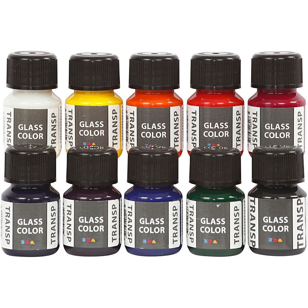 Creativ company glass color transparent, diverse kleuren, 10x30 ml 1 doos