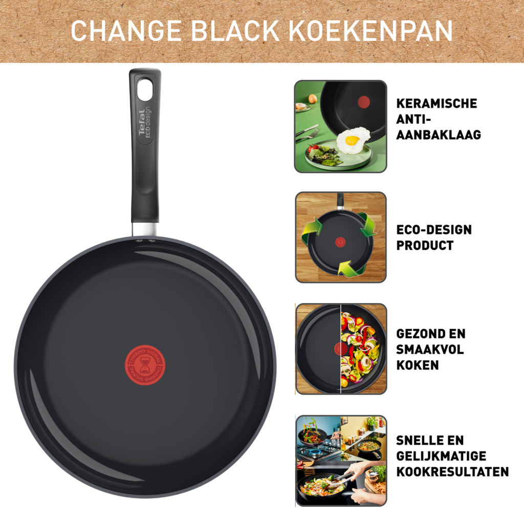 Tefal c47606 change black keramische koekenpan 28 cm zwart