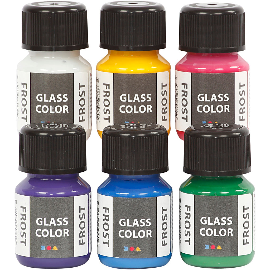 Creativ company glass color frost, diverse kleuren, 6x30 ml 1 doos