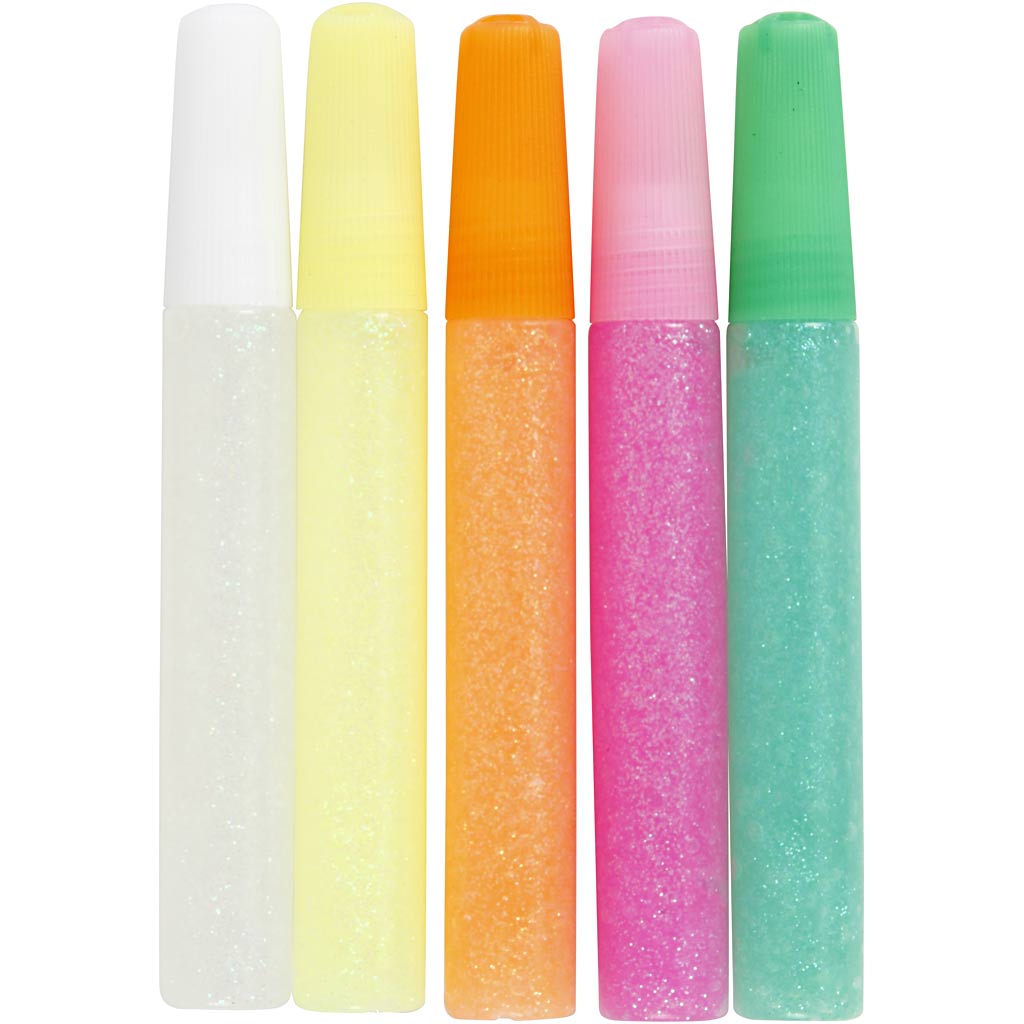 Creativ company glitterlijm, pastelkleuren, 5x10 ml 1 doos
