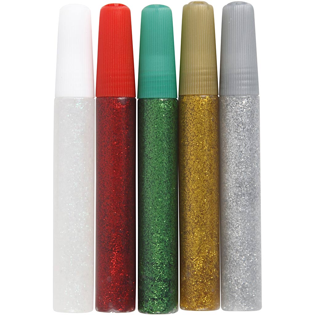 Creativ company glitterlijm, diverse kleuren, 5x10 ml 1 doos