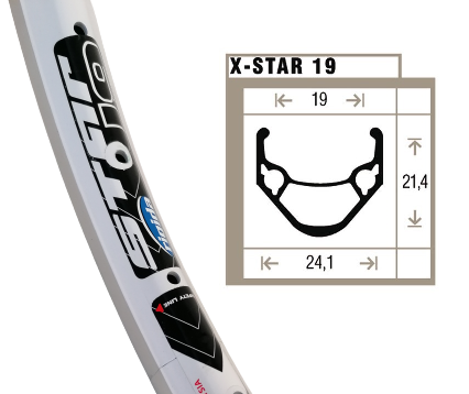 Shining rigida x-star 19 velg wit etrto 507-19 (24x1.75) 36-gaats